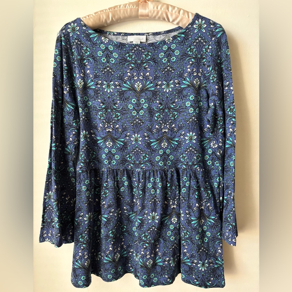 J. Jill Navy and Teal Floral Blouse